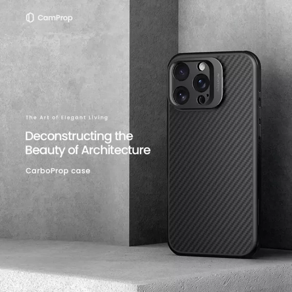 خرید گارد کربنی مگنتی کمرا استند iPhone 16 Pro مارک نیلکین مدل CarboProp Magnetic Fine Hole