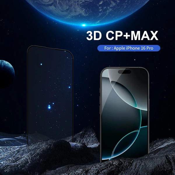 خرید گلس شیشه ای دور چسب نیلکین iPhone 16 Pro مدل 3D CP+MAX