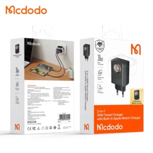 خرید شارژر دیواری 2 پورت 30 وات با شارژر وایرلس اپل واچ برند Mcdodo مدل CH-3700
