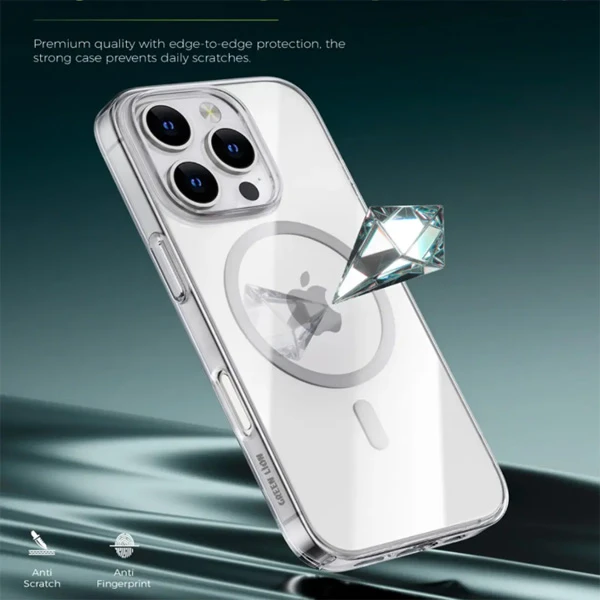 خرید قاب تمام شفاف Delgado مگ سیف iPhone 16 Pro Max مارک Green Lion