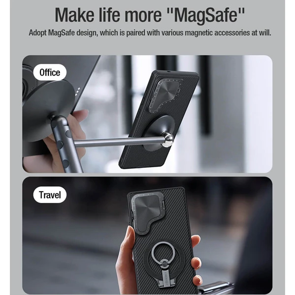 خرید قاب ضد ضربه مگنتی کمرا استند Samsung Galaxy S25 Ultra مارک نیلکین مدل Camshield Prop Magnetic