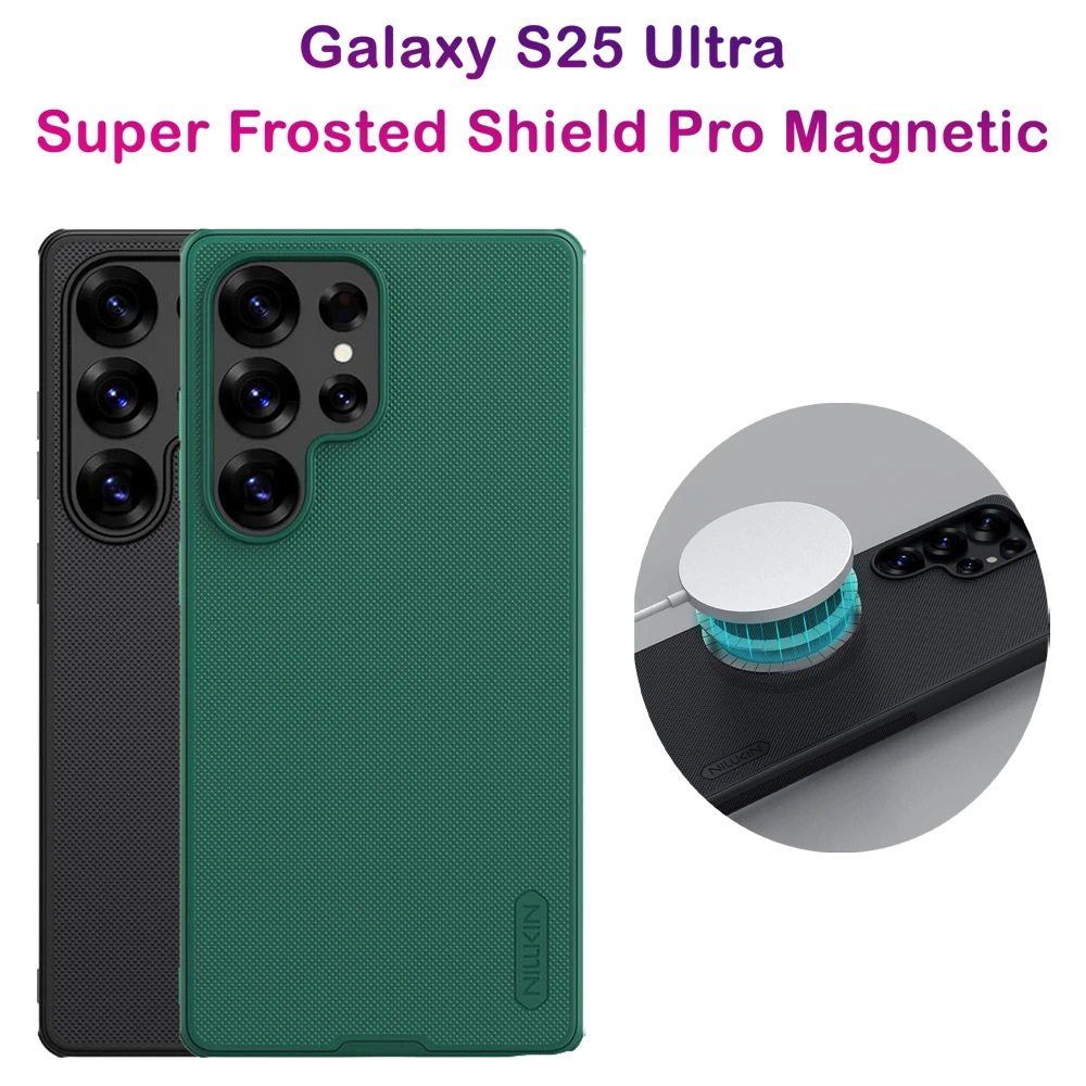 قاب ضد ضربه مگنتی Samsung Galaxy S25 Ultra مارک نیلکین مدل Super Frosted Shield Pro Magnetic