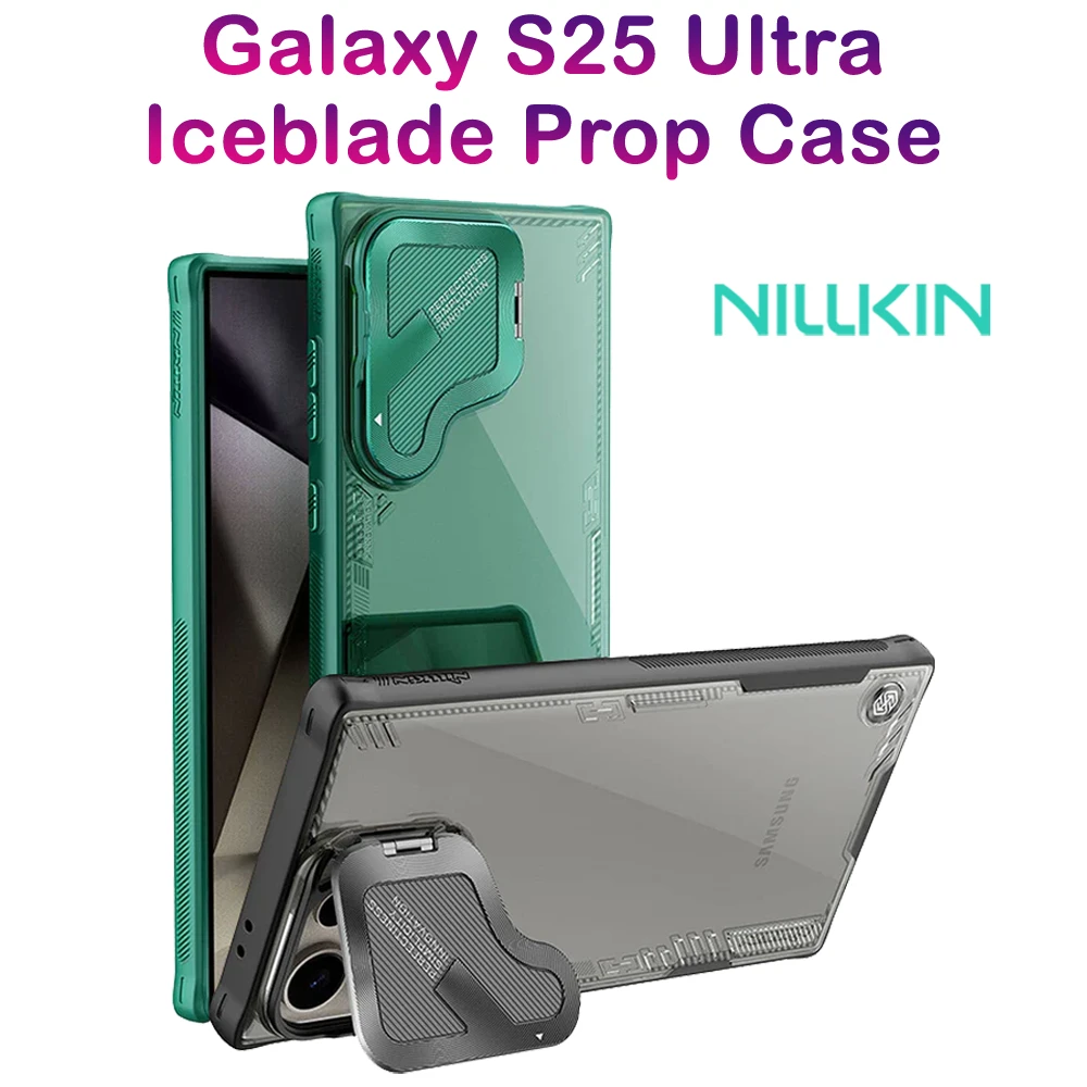 قاب کریستالی کمرا استند Samsung Galaxy S25 Ultra مارک نیلکین مدل Iceblade Prop