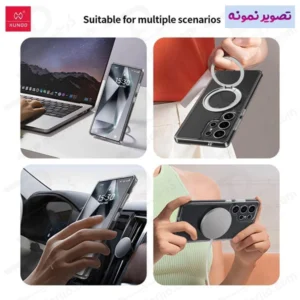 خرید کریستال شفاف رینگ استند مگ سیف Samsung Galaxy S25 Plus مارک XUNDD سری Zero Sense دارای استیکر
