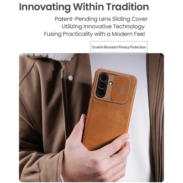 خرید کیف چرمی محافظ دوربین دار Samsung Galaxy A36 مارک نیلکین مدل Qin Pro