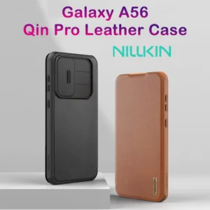 کیف چرمی محافظ دوربین دار Samsung Galaxy A56 مارک نیلکین مدل Qin Pro