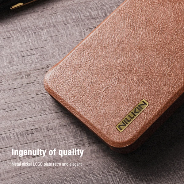 خرید کیف چرمی محافظ دوربین دار Samsung Galaxy S25 مارک نیلکین مدل Qin Pro