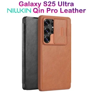 کیف چرمی محافظ دوربین دار Samsung Galaxy S25 Ultra مارک نیلکین مدل Qin Pro