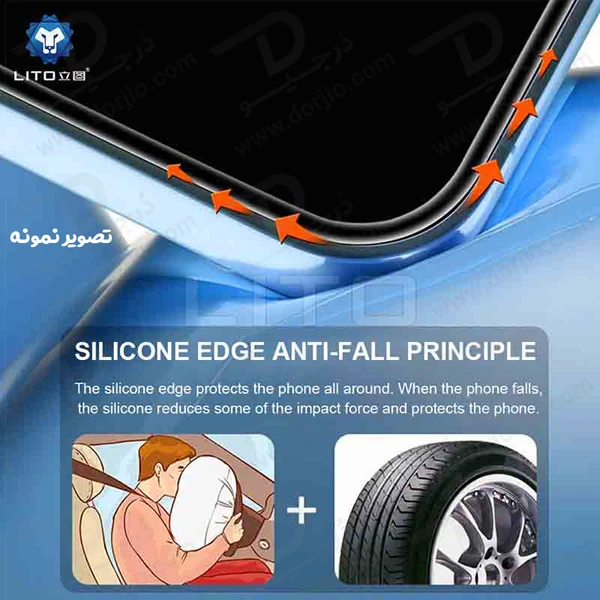 گلس شیشه ای شفاف دور سیلیکونی iPhone 15 Pro برند LITO