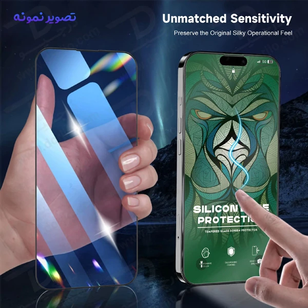 گلس شیشه ای شفاف دور سیلیکونی iPhone 15 Pro برند LITO