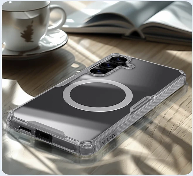 خرید قاب شفاف مگ سیف نیلکین Samsung Galaxy S25 مدل Nature TPU Pro Magnetic خرید قاب شفاف مگ سیف نیلکین Samsung Galaxy S25 مدل Nature TPU Pro Magnetic