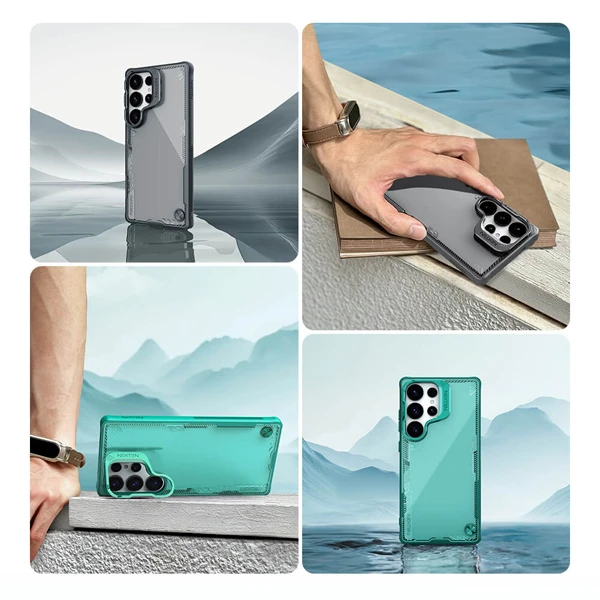 خرید قاب کریستالی استند دار Samsung Galaxy S25 Ultra مارک نیلکین مدل Iceblade Prop Frame