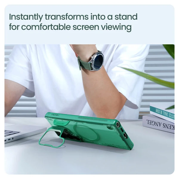 خرید قاب کریستالی مگنتی استند دار Samsung Galaxy S25 Ultra مارک نیلکین مدل Iceblade Prop Magnetic Frame