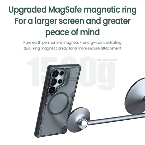 خرید قاب کریستالی مگنتی استند دار Samsung Galaxy S25 Ultra مارک نیلکین مدل Iceblade Prop Magnetic Frame