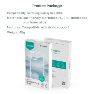 خرید قاب کریستالی مگنتی استند دار Samsung Galaxy S25 Ultra مارک نیلکین مدل Iceblade Prop Magnetic Frame