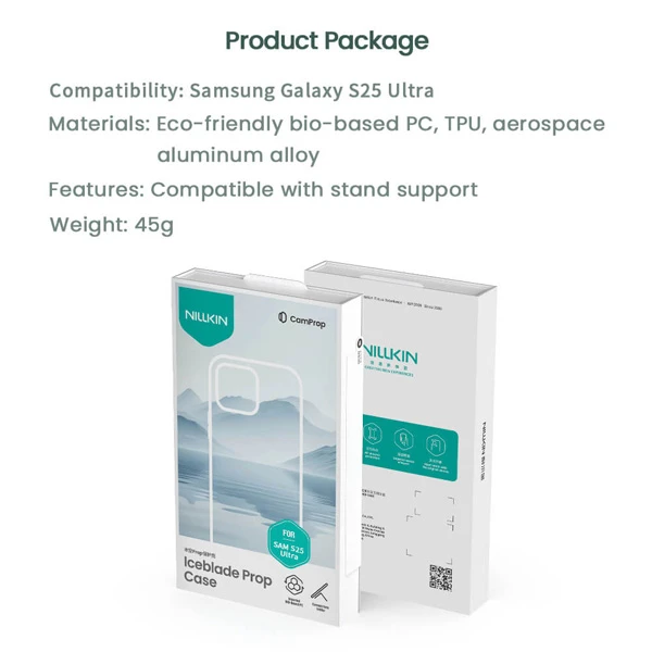 خرید قاب کریستالی مگنتی استند دار Samsung Galaxy S25 Ultra مارک نیلکین مدل Iceblade Prop Magnetic Frame