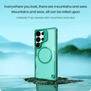 خرید قاب کریستالی مگنتی استند دار Samsung Galaxy S25 Ultra مارک نیلکین مدل Iceblade Prop Magnetic Frame