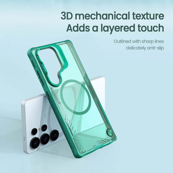 خرید قاب کریستالی مگنتی استند دار Samsung Galaxy S25 Ultra مارک نیلکین مدل Iceblade Prop Magnetic Frame