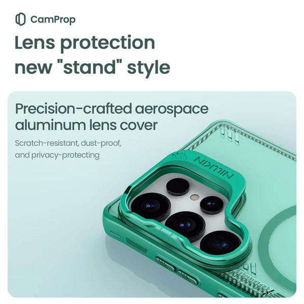 خرید قاب کریستالی مگنتی استند دار Samsung Galaxy S25 Ultra مارک نیلکین مدل Iceblade Prop Magnetic Frame