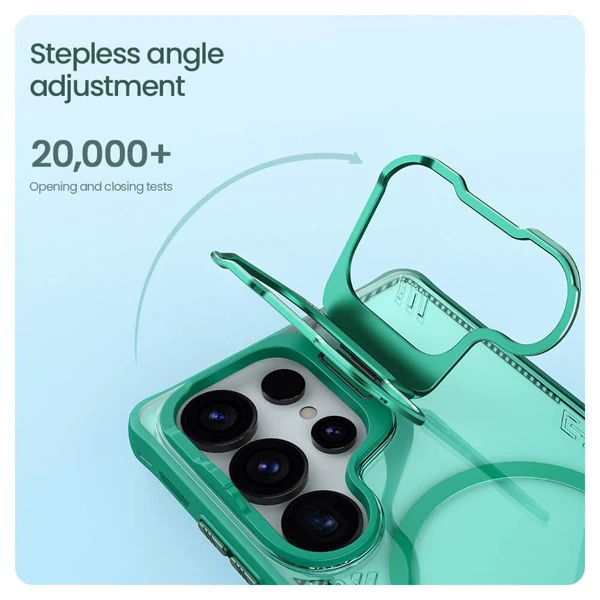 خرید قاب کریستالی مگنتی استند دار Samsung Galaxy S25 Ultra مارک نیلکین مدل Iceblade Prop Magnetic Frame