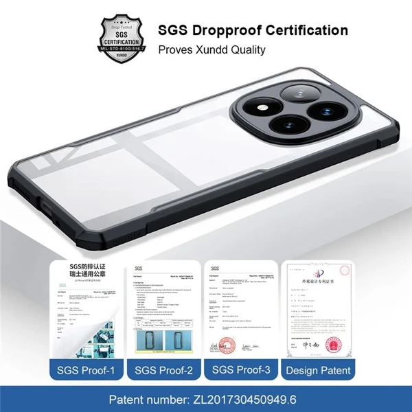 خرید کریستال شیلد شفاف Xiaomi Redmi Note 14 Pro Plus مارک XUNDD سری Beatle