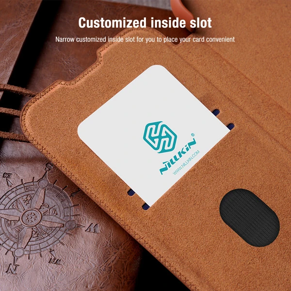 خرید کیف چرمی محافظ دوربین دار Samsung Galaxy S25 Plus مارک نیلکین مدل Qin Pro