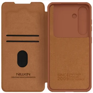 خرید کیف چرمی محافظ دوربین دار Samsung Galaxy S25 مارک نیلکین مدل Qin Pro