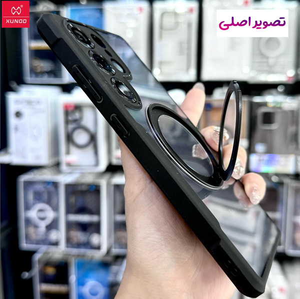 خرید گارد شفاف رینگ استند 360 درجه مگ سیف Samsung Galaxy S25 Ultra مارک XUNDD سری Beatle Rotatable