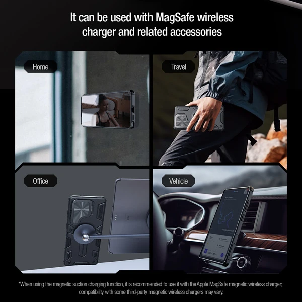 خرید گارد ضد ضربه مگنتی کمرا استند Samsung Galaxy S25 Ultra مارک نیلکین مدل Camshield Armor Prop