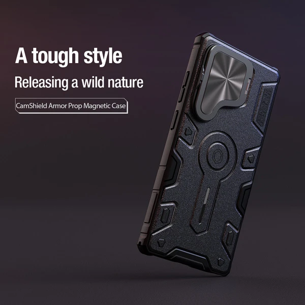 خرید گارد ضد ضربه مگنتی کمرا استند Samsung Galaxy S25 Ultra مارک نیلکین مدل Camshield Armor Prop