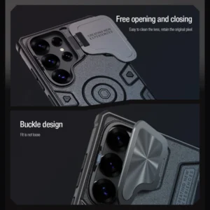 خرید گارد ضد ضربه مگنتی کمرا استند Samsung Galaxy S25 Ultra مارک نیلکین مدل Camshield Armor Prop