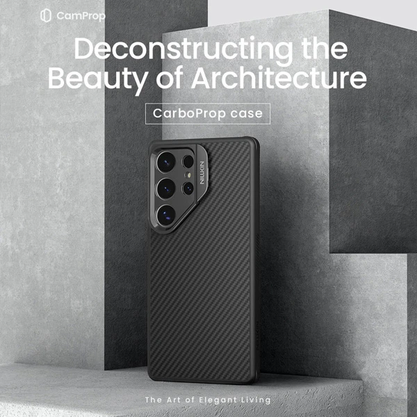 خرید گارد کربنی مگنتی کمرا استند Samsung Galaxy S25 Ultra مارک نیلکین مدل CarboProp Fine Hole