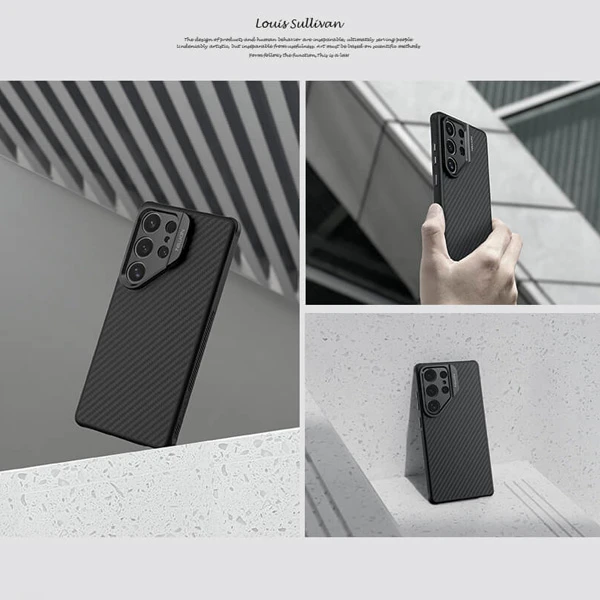 خرید گارد کربنی مگنتی کمرا استند Samsung Galaxy S25 Ultra مارک نیلکین مدل CarboProp Fine Hole