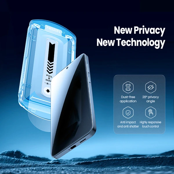 خرید گلس حریم شخصی با ابزار مخصوص نصب Samsung Galaxy S25 Plus مارک نیلکین مدل Guardian