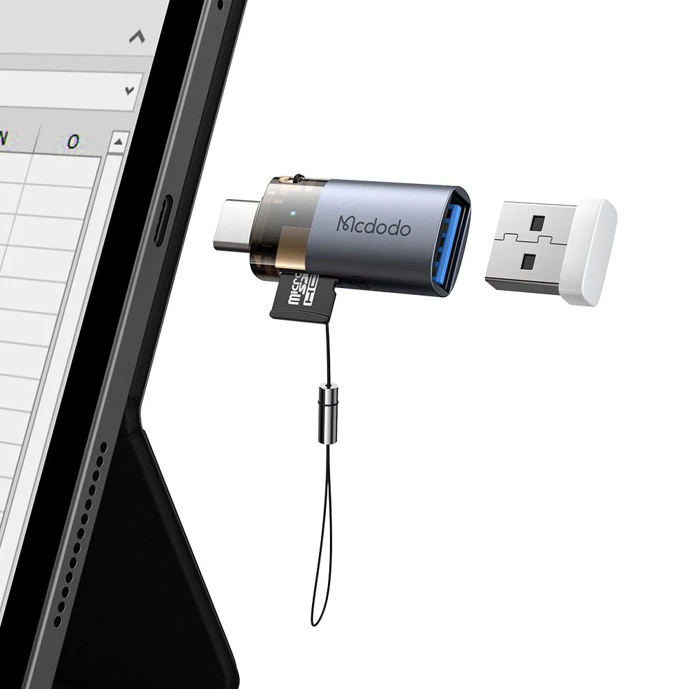 مبدل دوکاره مک‌دودو مدل Mcdodo OT-7600 سری USB-C و USB-A با درگاه کارت حافظه