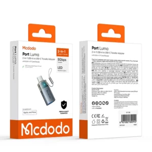 مبدل دوکاره مک‌دودو مدل Mcdodo OT-7600 سری USB-C و USB-A با درگاه کارت حافظه