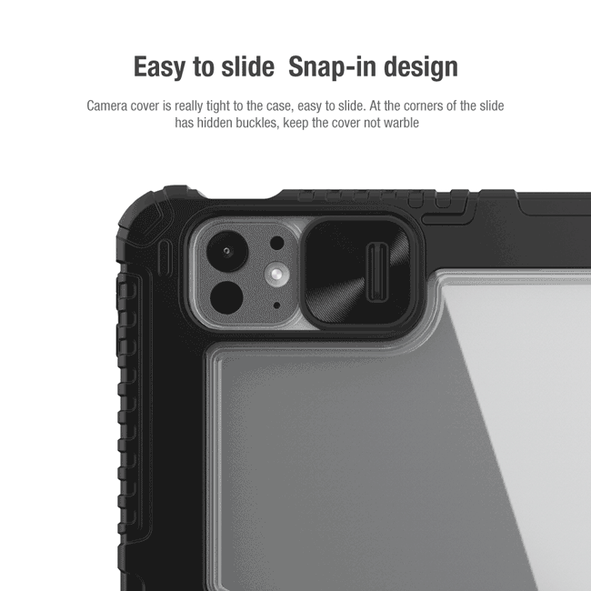 کیف چرمی پشت شفاف ایربگ دار استند تاشو iPad Air 13 2024 مارک نیلکین مدل Bumper Pro