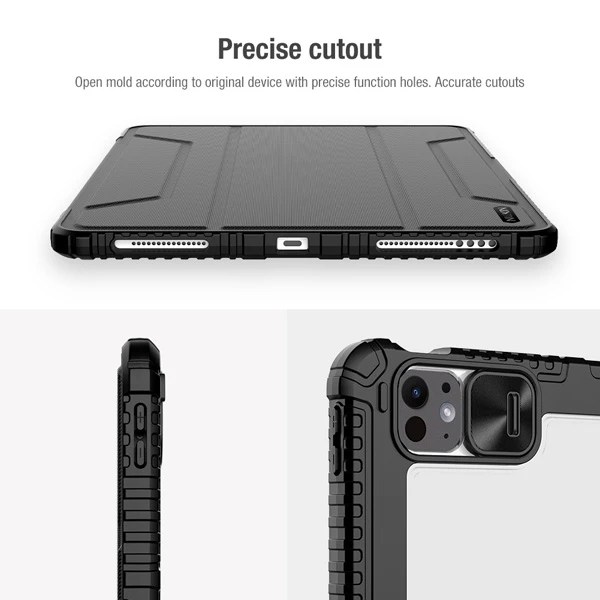 کیف چرمی پشت شفاف ایربگ دار استند تاشو iPad Air 13 2024 مارک نیلکین مدل Bumper Pro