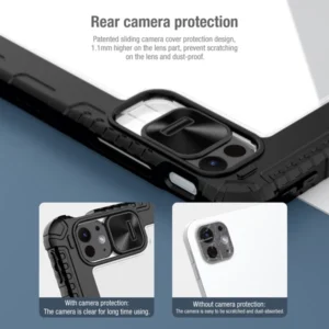 کیف چرمی پشت شفاف ایربگ دار استند تاشو iPad Air 13 2024 مارک نیلکین مدل Bumper Pro