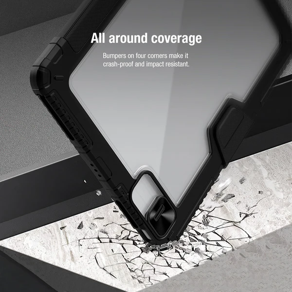 کیف چرمی پشت شفاف ایربگ دار استند تاشو iPad Air 13 2024 مارک نیلکین مدل Bumper Pro