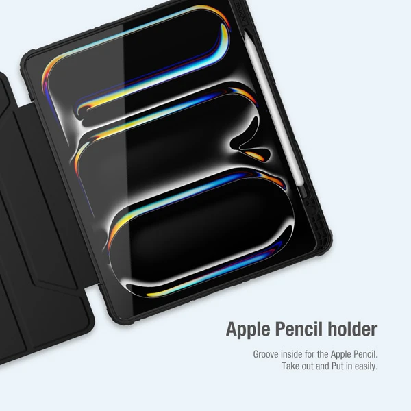 کیف چرمی پشت شفاف ایربگ دار استند تاشو iPad Air 13 2024 مارک نیلکین مدل Bumper Pro