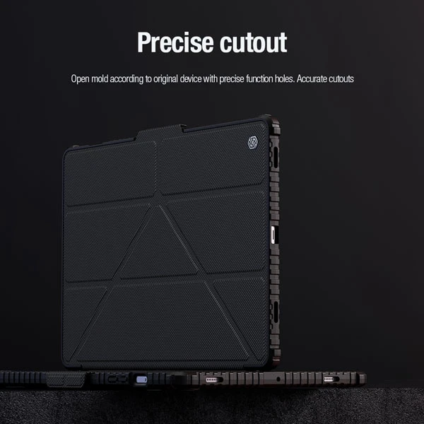 کیف چرمی پشت شفاف ایربگ دار استند تاشو چند زاویه Samsung Galaxy Tab S10 Plus مارک نیلکین مدل Bumper Pro