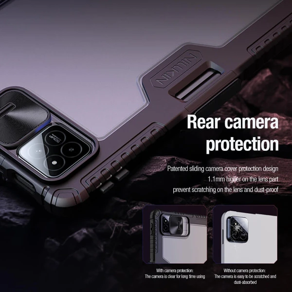 کیف چرمی پشت شفاف ایربگ دار استند تاشو چند زاویه Xiaomi Pad 7-Pad 7 Pro مارک نیلکین مدل Bumper Pro