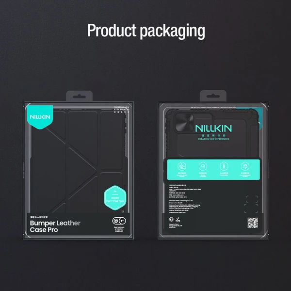 کیف چرمی پشت شفاف ایربگ دار استند تاشو چند زاویه Xiaomi Pad 7-Pad 7 Pro مارک نیلکین مدل Bumper Pro