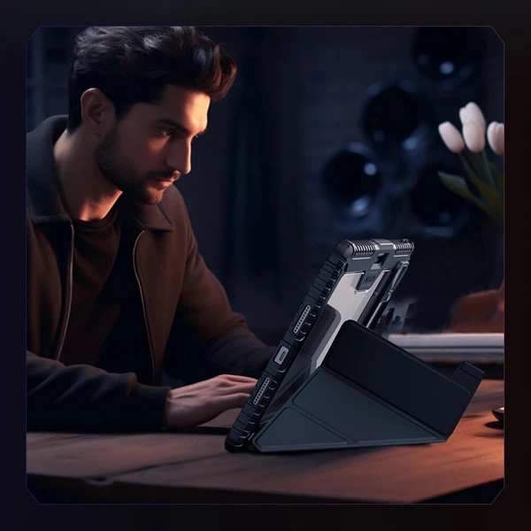 کیف چرمی پشت شفاف ایربگ دار استند تاشو چند زاویه Xiaomi Pad 7-Pad 7 Pro مارک نیلکین مدل Bumper Pro