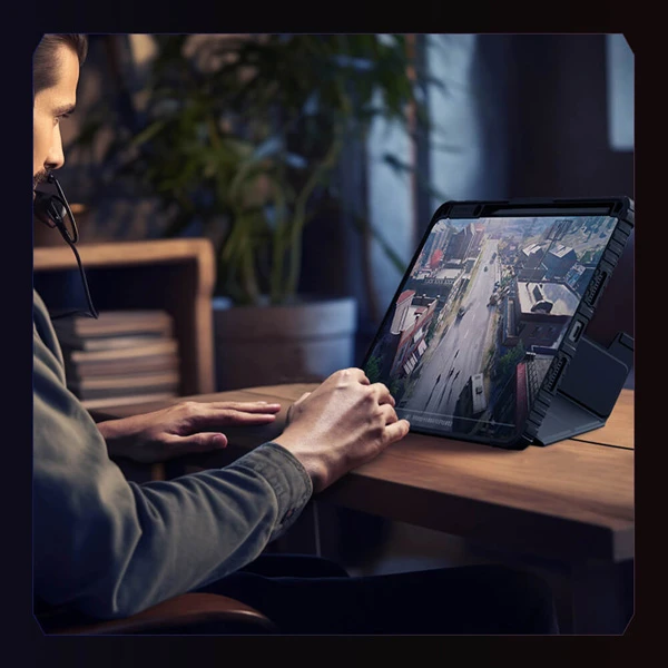 کیف چرمی پشت شفاف ایربگ دار استند تاشو چند زاویه Xiaomi Pad 7-Pad 7 Pro مارک نیلکین مدل Bumper Pro