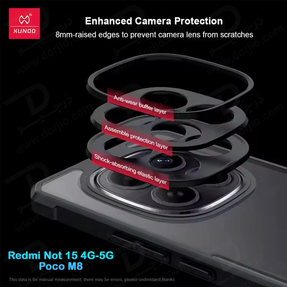 کریستال شیلد شفاف Redmi Note 15 مارک XUNDD سری Beatle