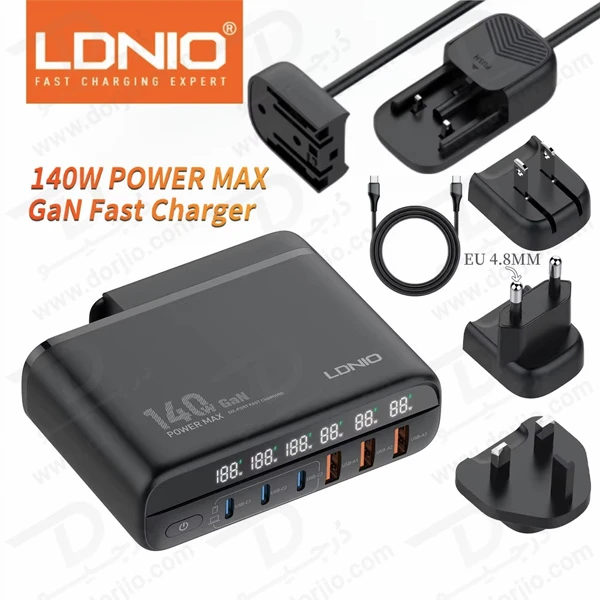 خرید شارژر رومیزی 6 پورت نمایشگر دار الدینیو مدل LDNIO A6140C با نهایت توان 140 وات