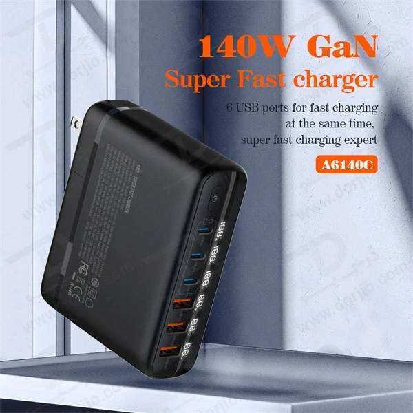 خرید شارژر رومیزی 6 پورت نمایشگر دار الدینیو مدل LDNIO A6140C با نهایت توان 140 وات
