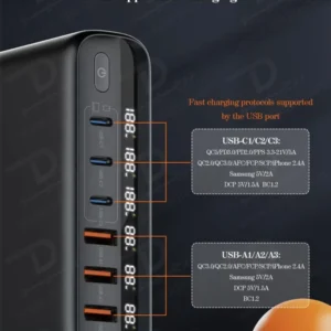 خرید شارژر رومیزی 6 پورت نمایشگر دار الدینیو مدل LDNIO A6140C با نهایت توان 140 وات